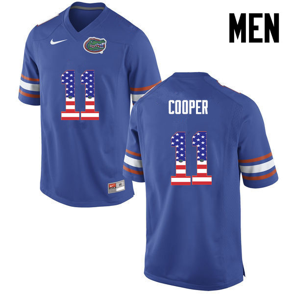 Men Florida Gators #11 Riley Cooper College Football USA Flag Fashion Jerseys-Blue - Click Image to Close